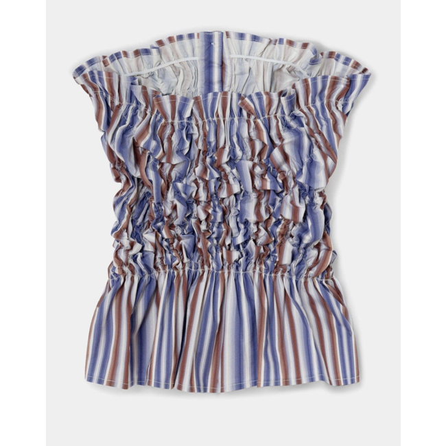 Laagam Susan Striped Rushed Top