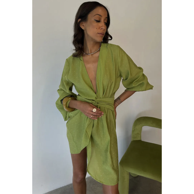 Never Fully Dressed Stud Mini Vienna Dress Lime