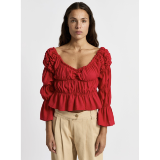 Laagam Sadie Linen Top Red