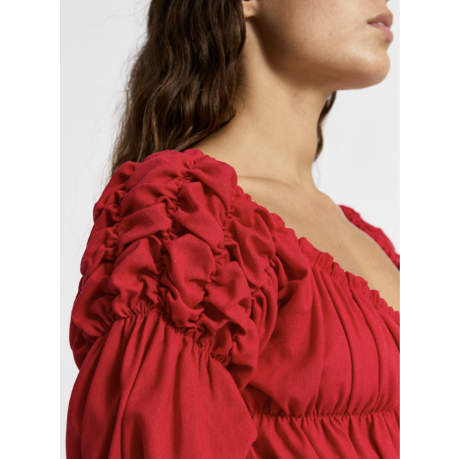 Laagam Sadie Linen Blouse Red