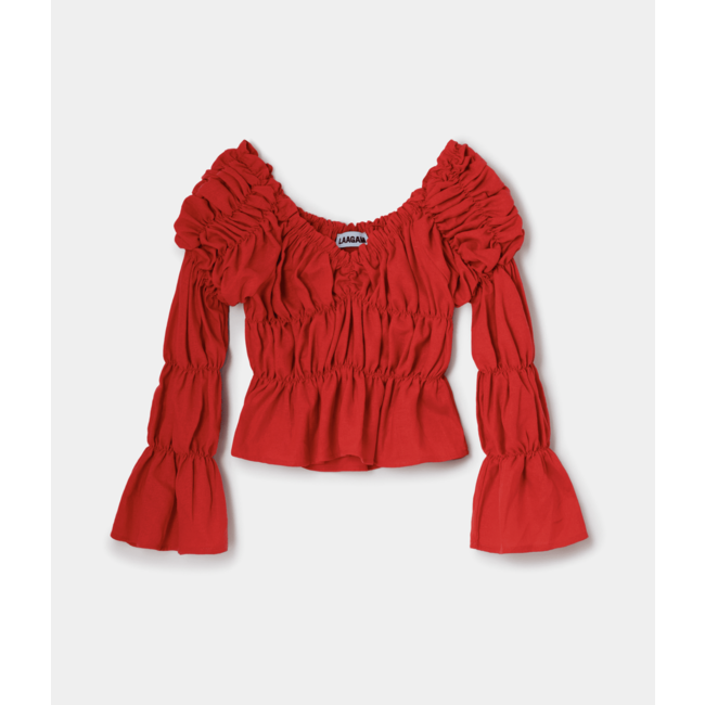 Laagam Sadie Linen Blouse Red