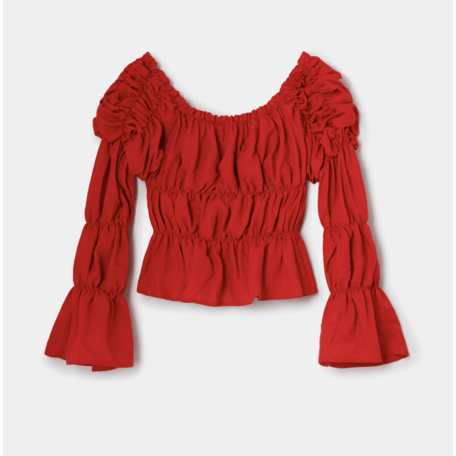 Laagam Sadie Linen Blouse Red