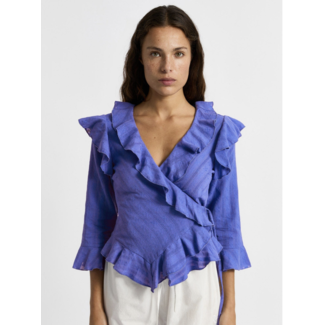 Laagam Loana Wrap Textured Blouse Blue