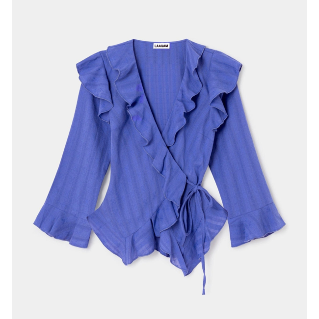 Laagam Loana Wrap Textured Blouse Blue