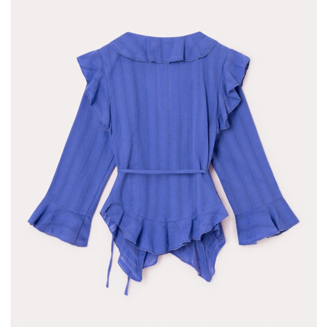 Laagam Loana Wrap Textured Blouse Blue