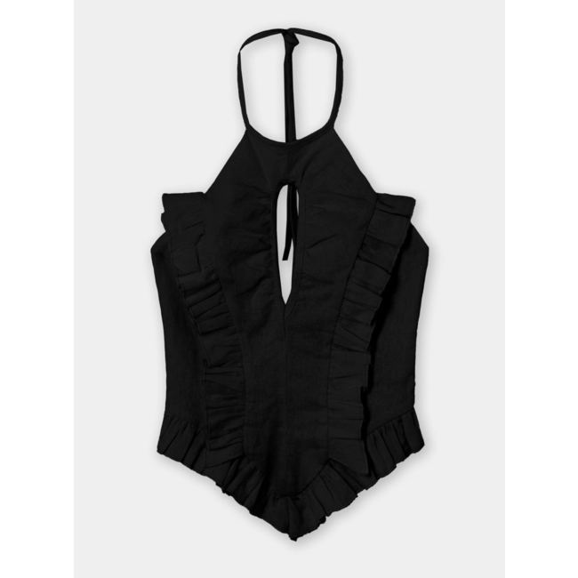 Laagam Kaine Linen Top Black