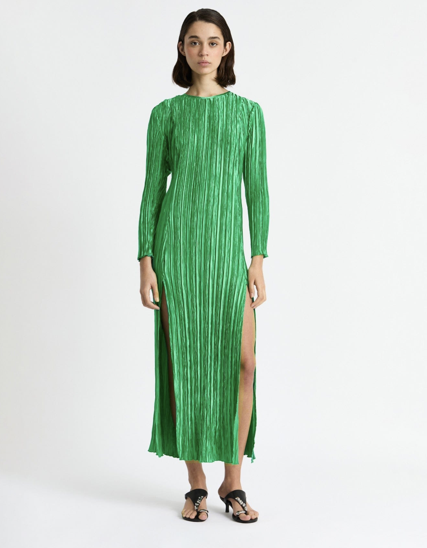 green emerald velvet dress Mac Duggal Chiffon A-line Lime Green Prom Dress