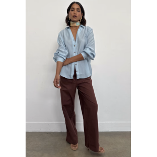 Never Fully Dressed Cotton Linen Demi Trouser Brown