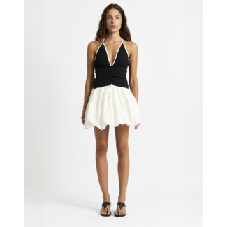 Laagam Chloe Balloon Short Dress Black & White