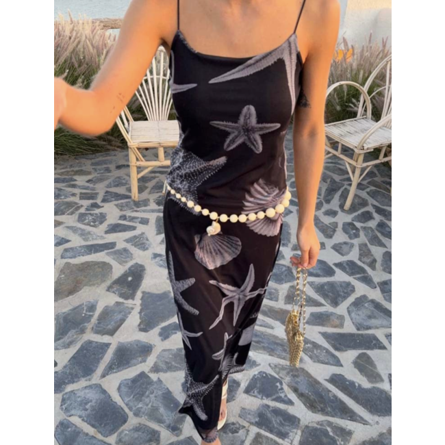 Never Fully Dressed Seashell Mesh Cami Dress Black