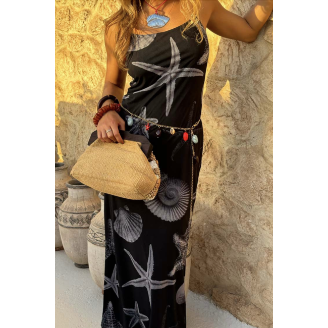 Seashell Mesh Cami Dress Black