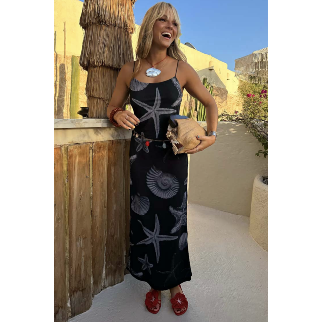 Seashell Mesh Cami Dress Black