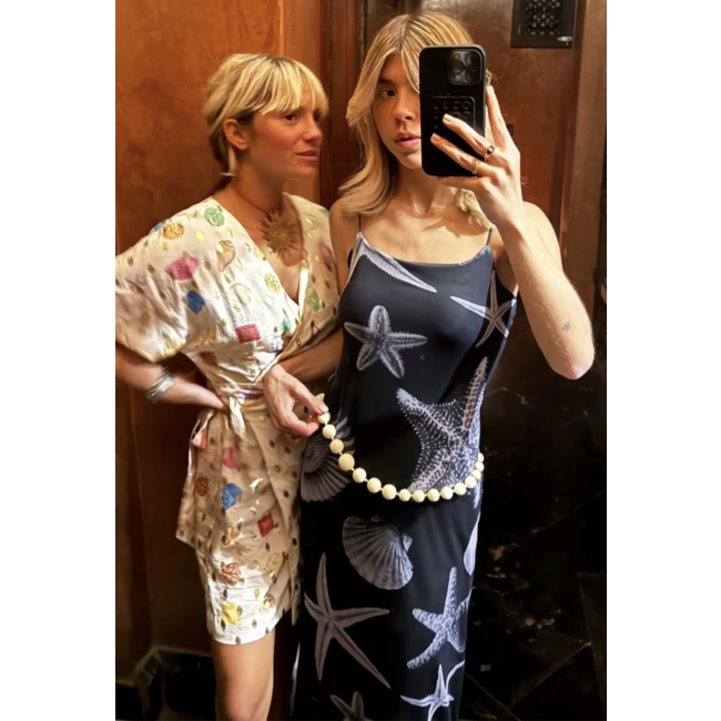 Never Fully Dressed Seashell Mesh Cami Dress Black