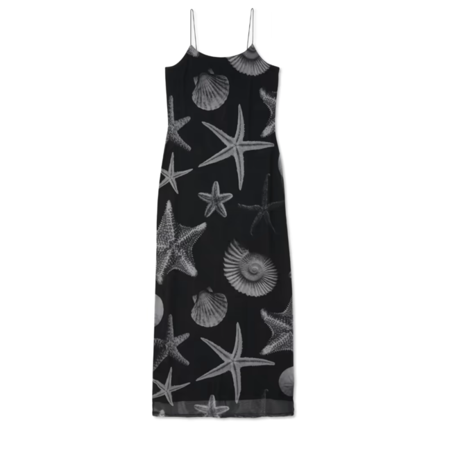 Never Fully Dressed Seashell Mesh Cami Dress Black