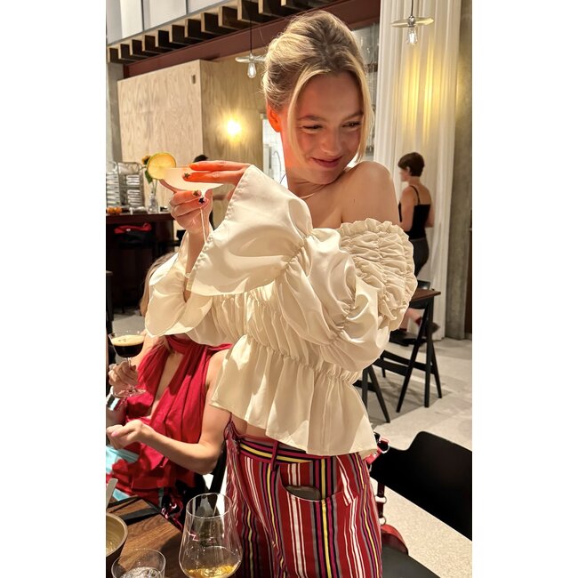 Laagam Sadie Ruched Blouse Ecru