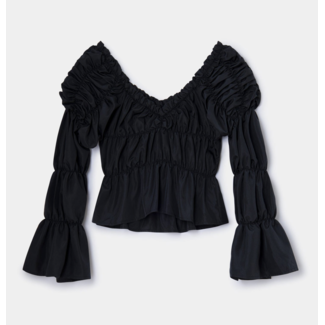 Laagam Sadie Ruched Blouse Black