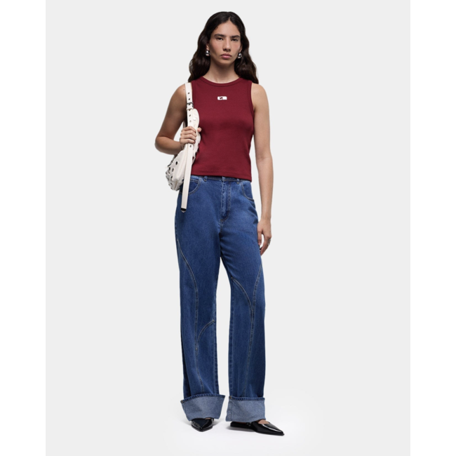 Laagam Embroidered Logo Tank Top Burgundy