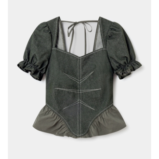 Laagam Regina Puff Sleeve Blouse Khaki