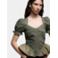 Laagam Regina Puff Sleeve Blouse Khaki