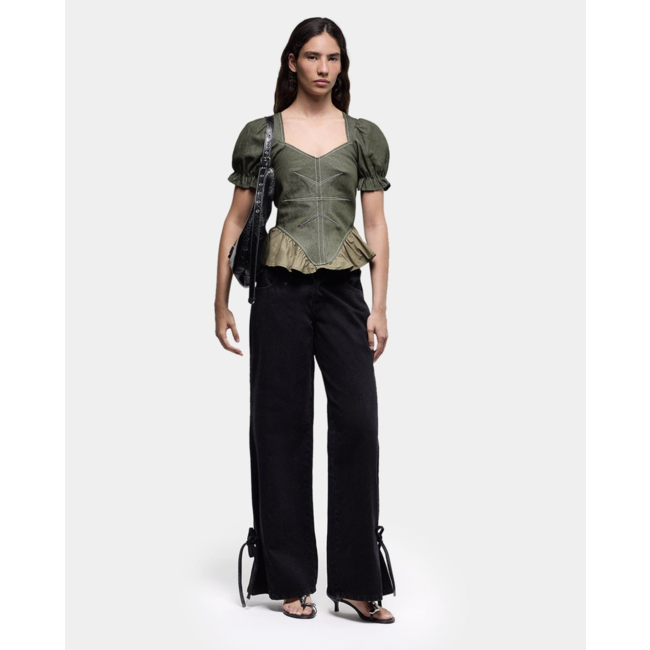 Laagam Regina Puff Sleeve Blouse Khaki