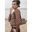 House of Sunny Polka Dot Double Layer Mesh Top Brown