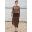 House of Sunny Polka Dot Double Layer Mesh Top Brown