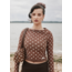 House of Sunny Polka Dot Double Layer Mesh Top Brown