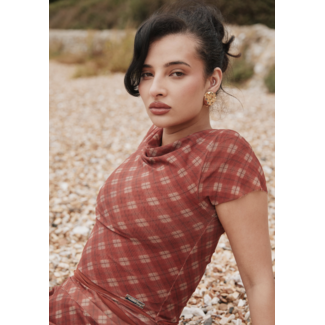 House of Sunny Retro Check Mesh Top