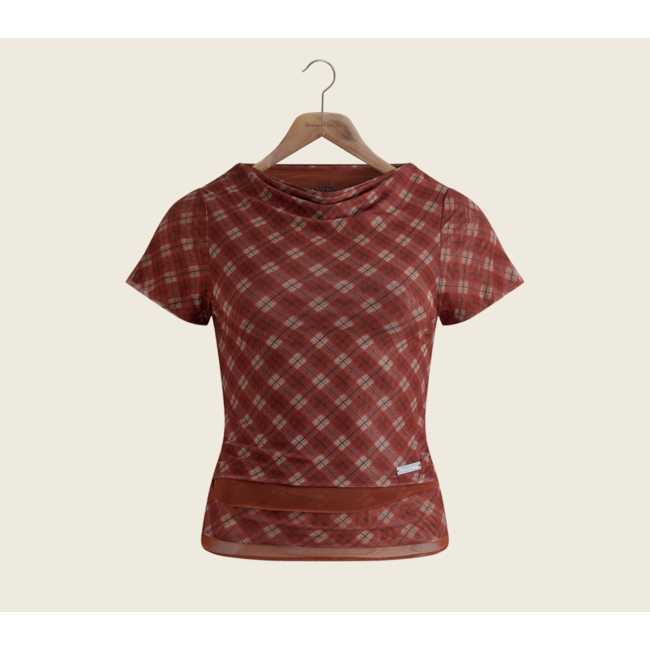 House of Sunny Retro Check Mesh Top