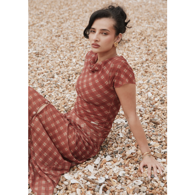 House of Sunny Retro Check Mesh Skirt