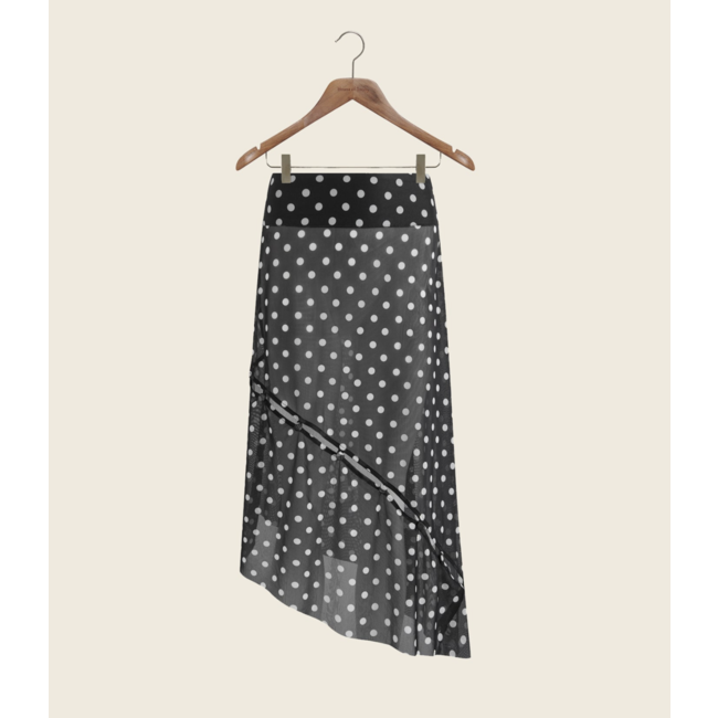 House of Sunny Polka Dot Mesh Printed Skirt