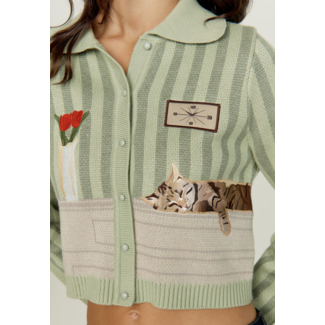 House of Sunny The Sleepy Cat Cardigan Matcha