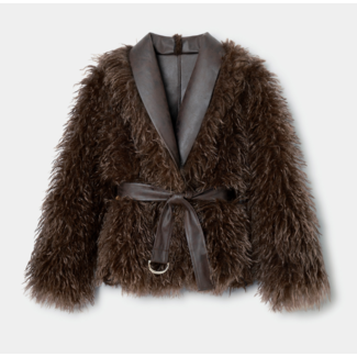Laagam Zoya Shearling Reversible Coat Brown