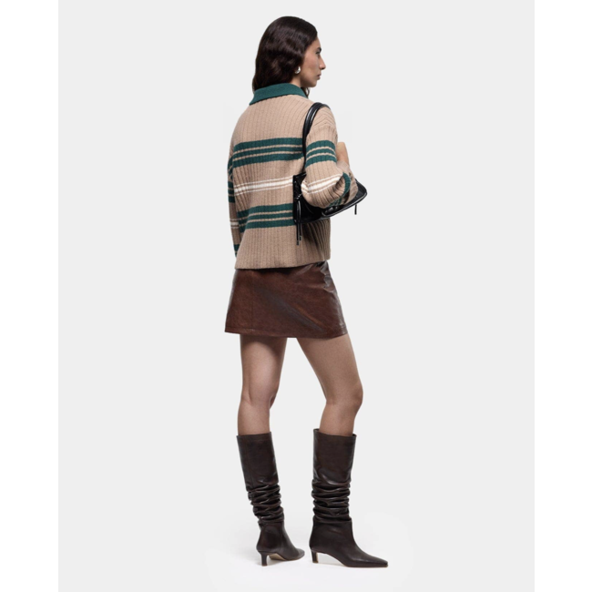 Laagam Graz Striped Polo Knit Green