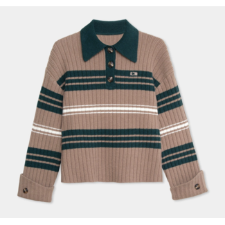 Laagam Graz Striped Polo Knit Green