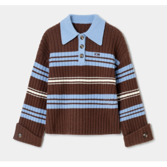 Laagam Graz Striped Polo Knit Brown