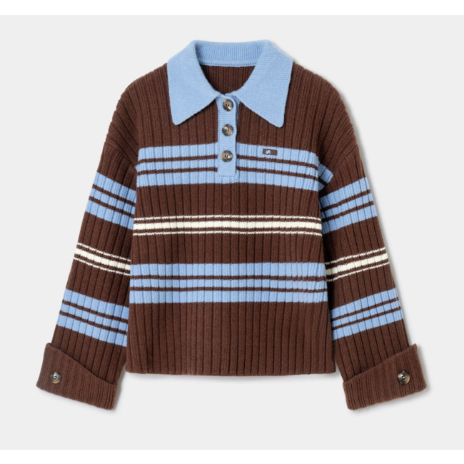 Laagam Graz Striped Polo Knit Brown