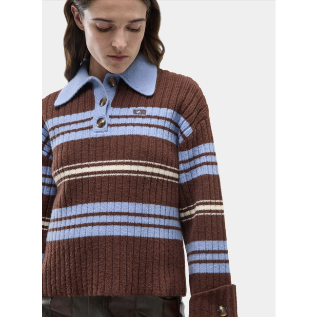 Laagam Graz Striped Polo Knit Brown