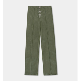 Laagam Ronnie Faux Leather Pants Khaki