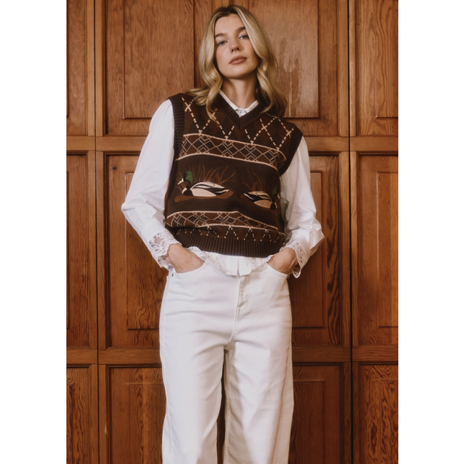 House of Sunny Ripples Vest Tobacco