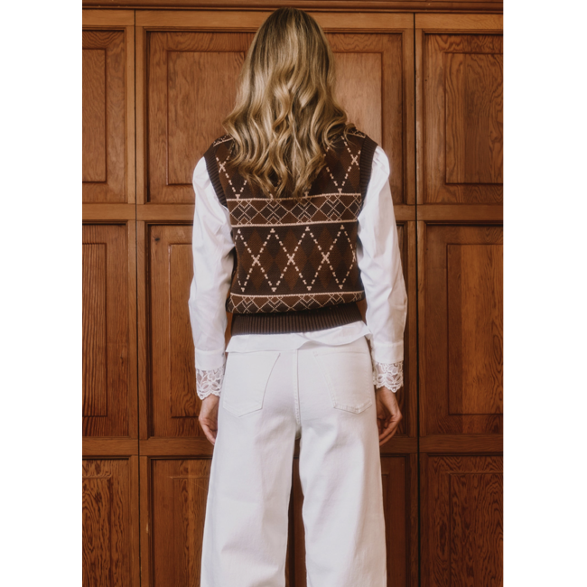 House of Sunny Ripples Vest Tobacco