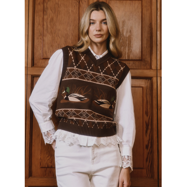 House of Sunny Ripples Vest Tobacco