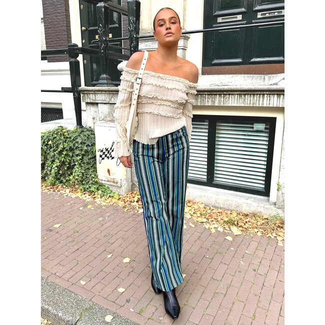 Laagam Leroy Striped Twill Pants Green