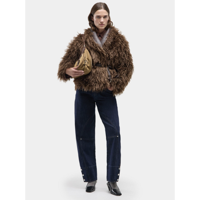 Laagam Zoya Shearling Reversible Coat Brown