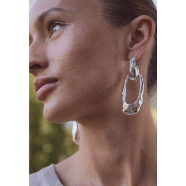MONCOLLIER Wave Earrings Silver