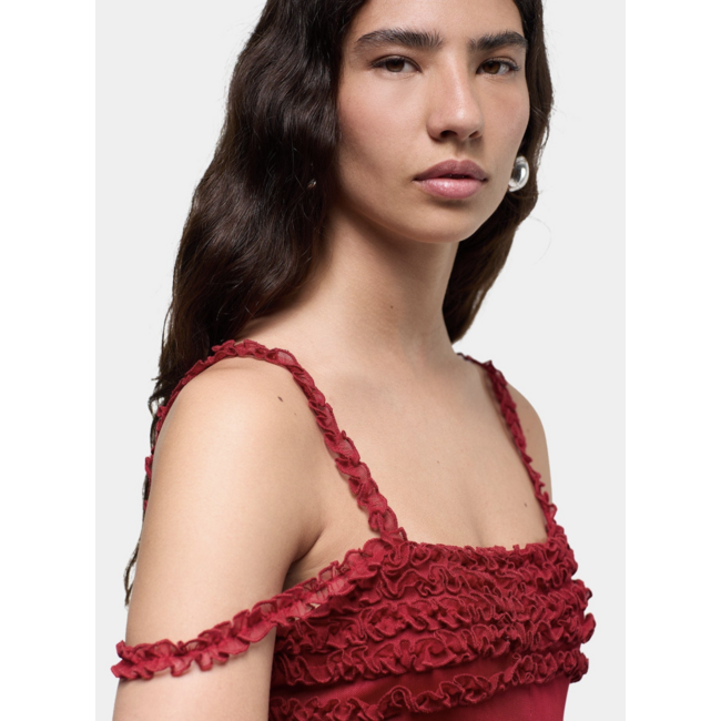 Laagam Arabella Rufled Dress Red