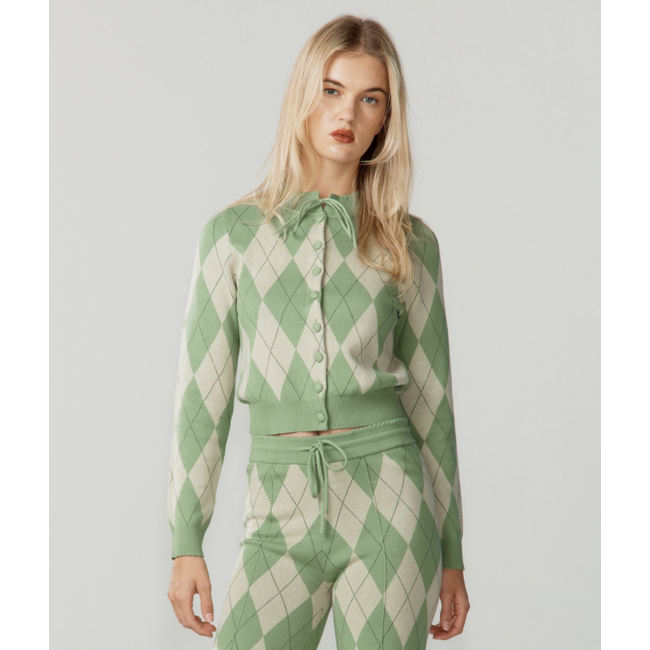 House of Sunny Argyle Cardigan Matcha