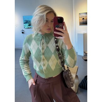 House of Sunny Argyle Cardigan Matcha