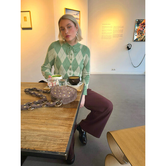 House of Sunny Argyle Cardigan Matcha