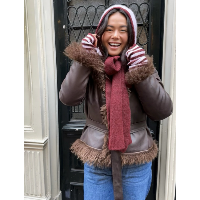 SEASONS BY MACABLA Balaclava Scarf Burgundy & Pink